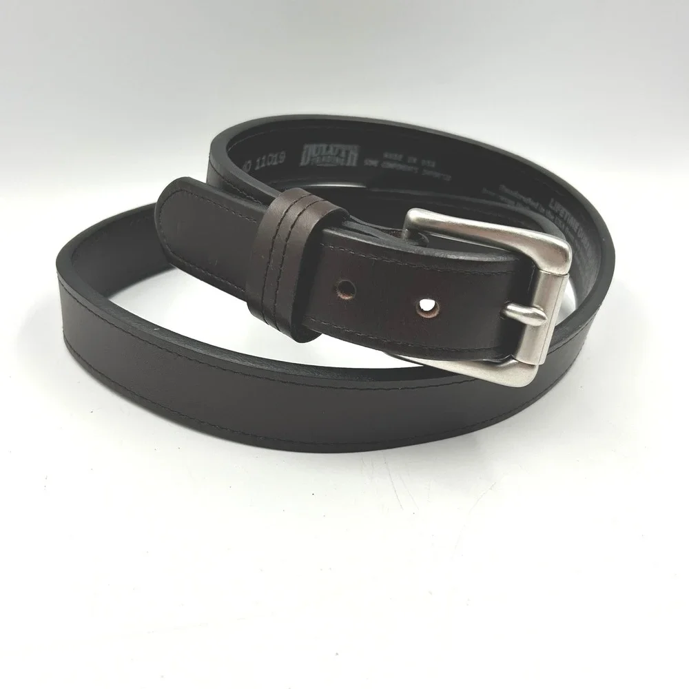 Duluth Trading Co Leather Belt Brown Mens 40 Full Grain Italian Leather EUC